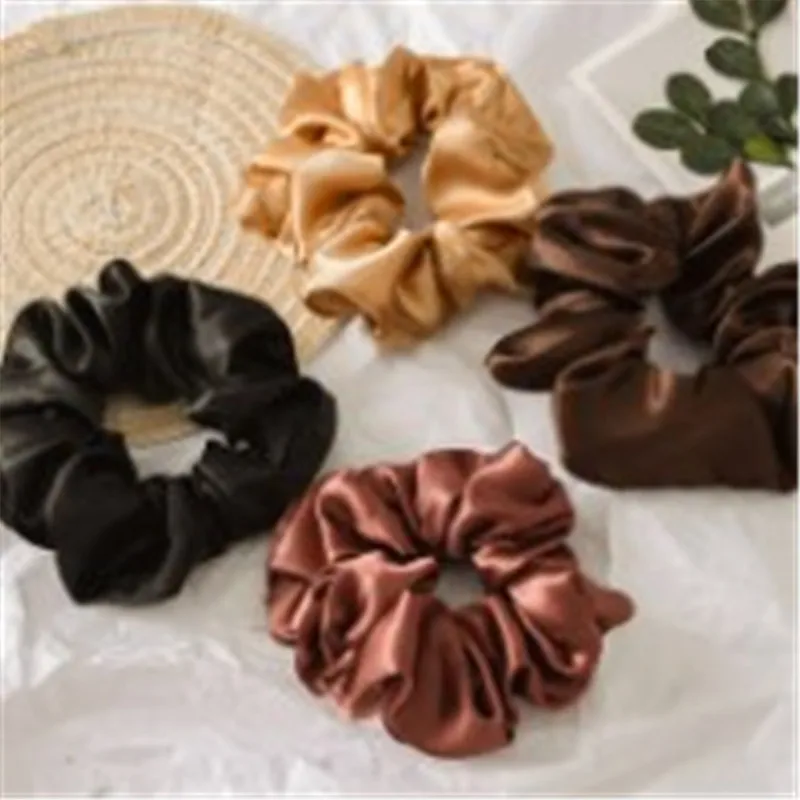 

2019 New Women Solid Color Reflect Light Hair Scrunchies Ponytail Holder Soft Stretchy Hair Elastic Rope Accessories Hairband