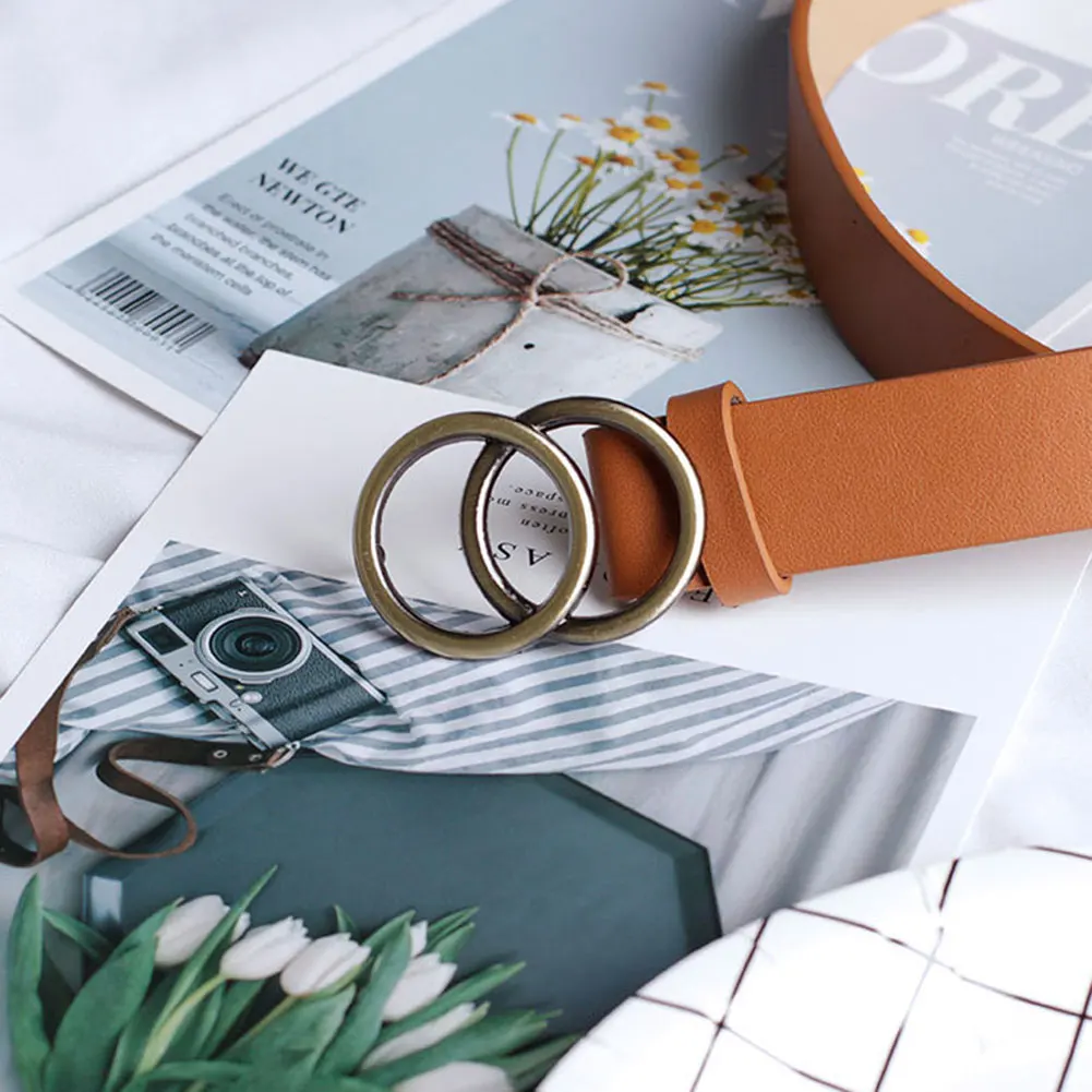 Новинка женский кожаный ремень джинсы брюки пояс с двойным уплотнительным