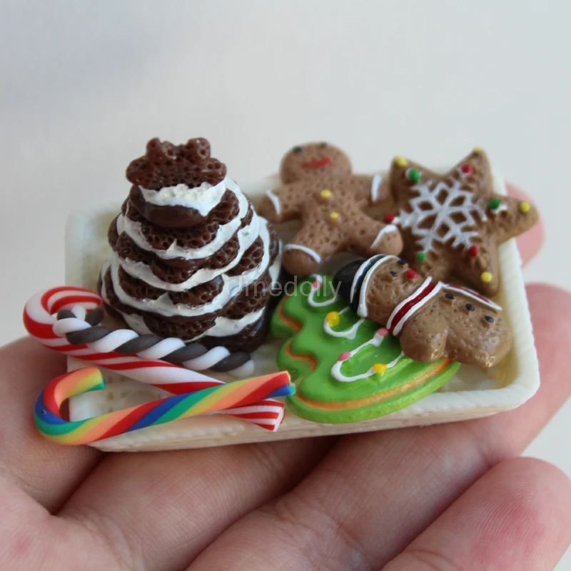 Миниатюрный Кукольный домик в масштабе 1/6 рождественское печенье и мини-конфеты