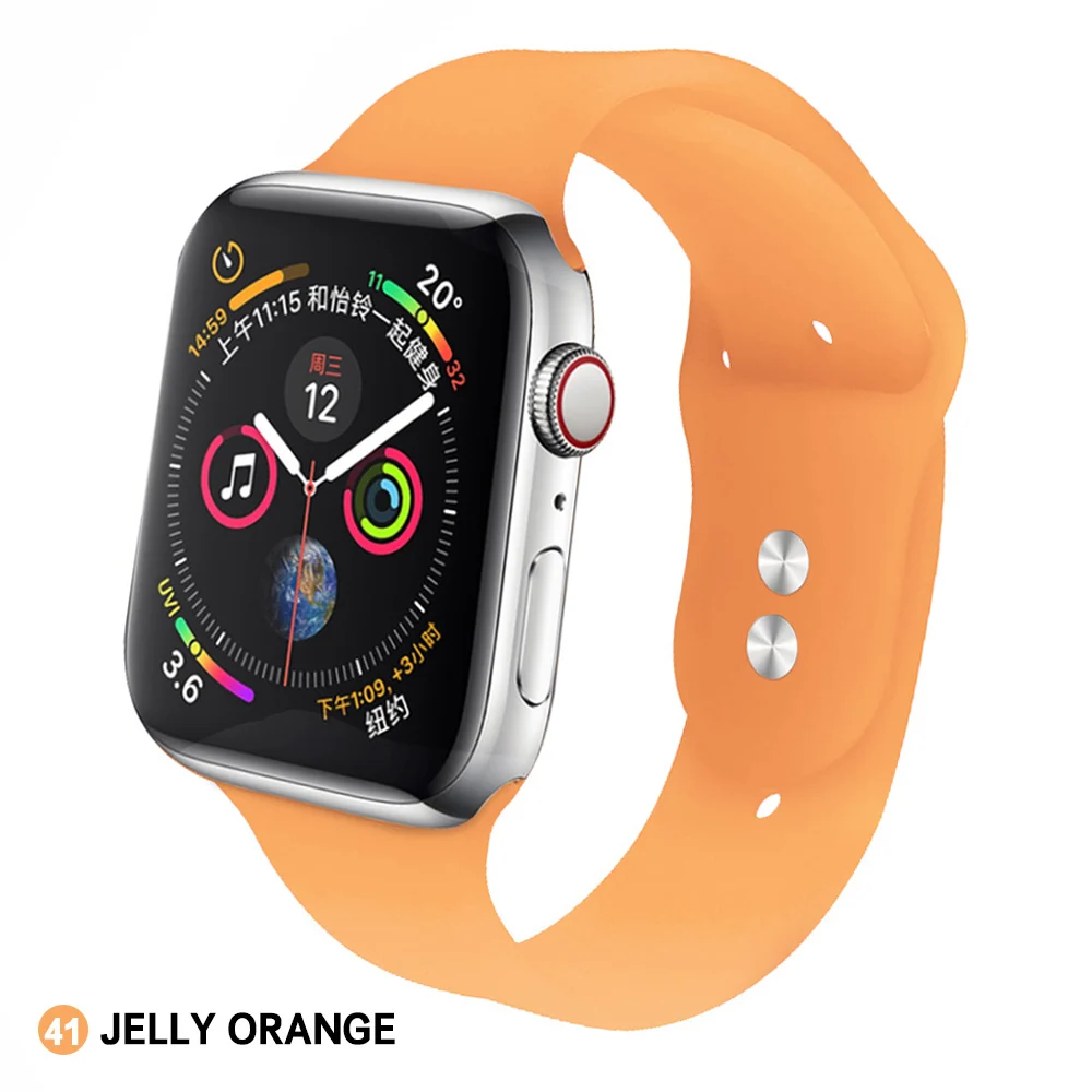 Мягкий силиконовый сменный спортивный ремешок для 38 мм Apple Watch Series1 2 3 4 5 42 мм ремешок для наручных браслетов для iWatch Sports Edition - Цвет ремешка: Jelly orange