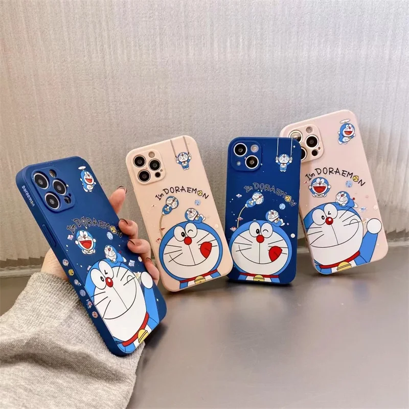 Мультяшный противоударный чехол Doraemon с боковым колокольчиком для телефона iPhone 13