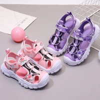 girls sport sandals summer pu leatherbreathable mesh casual princess flat shoes slip resistant teenager kids beach shoes 27 38