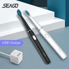 Электрическая звуковая зубная щетка SEAGO для взрослых, водонепроницаемая, с 3 насадками, 4 режима, для путешествий, зарядка от USB, безопасный подарок
