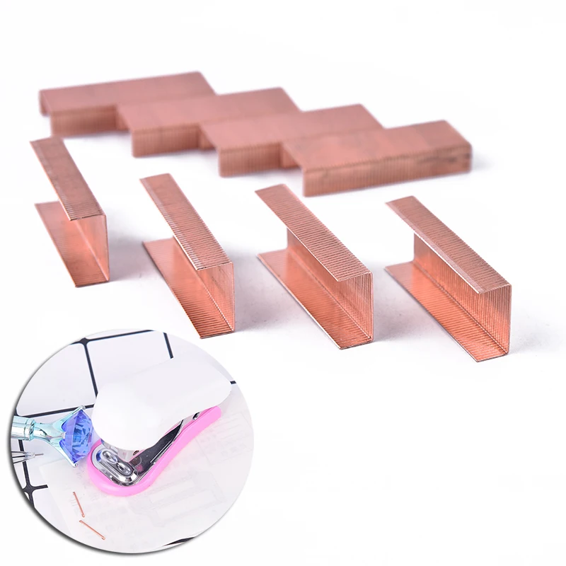 

HOT 1000pcs/lot Staples Size 12# Staples Box 24/6 Metal Stapler For Staplers Office Home School Stationary Supply Rose Gold