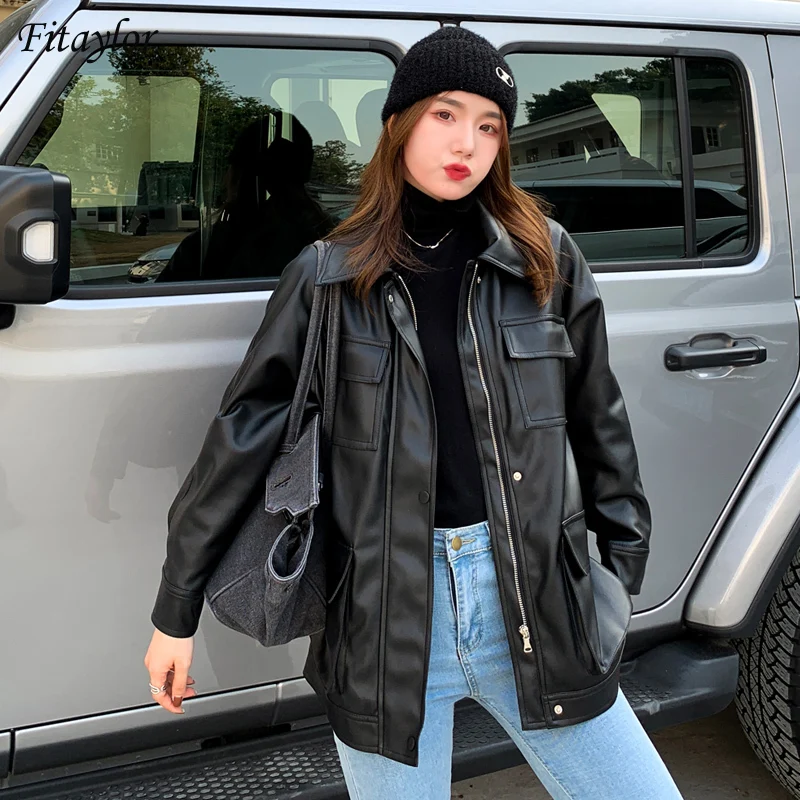 

Fitaylor/Новинка 2022 года; Сезон весна; Женская байкерская куртка; Элегантная куртка с поясом на талии и карманами; Пальто на пуговицах; Куртки из ...