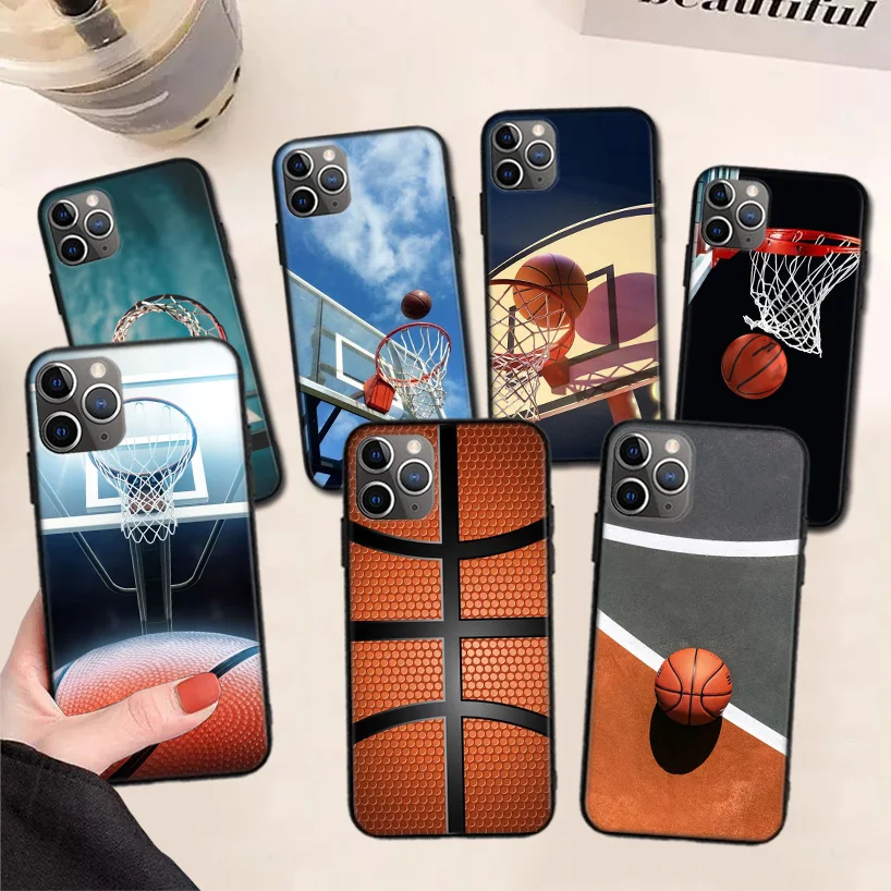 

Basketball Basket Play Black Phone Case For Apple iPhone 11 13 Pro Max 12 Mini X XS XR 7 Plus 6 6S 8 + SE 5S Pattern Cover Coque