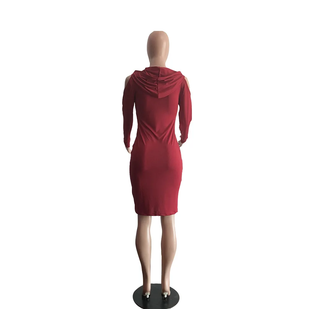 

Woman Dress Casual Long Sleeve Hoodie Pencil Dresses with Pocket Hollow Out Sweatshirt Dress Streetwear Wholesale Dropshipping