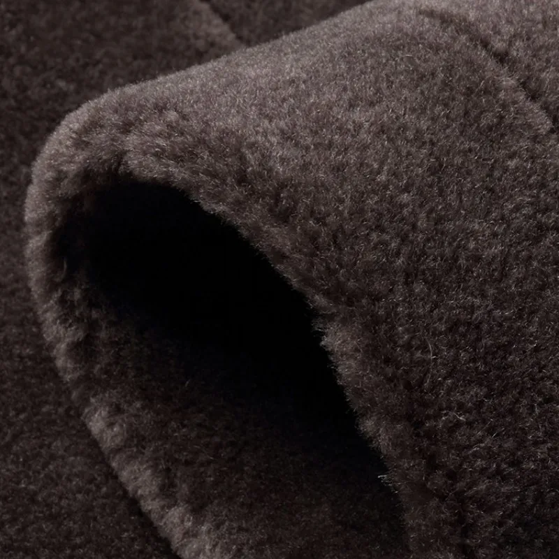 

Winter Mens 2021 Thick Warm Real Wool Fur Coat Fashion Lapel Collar Leather Outerwear Male Single Breasted Pocket Jacket 4XL