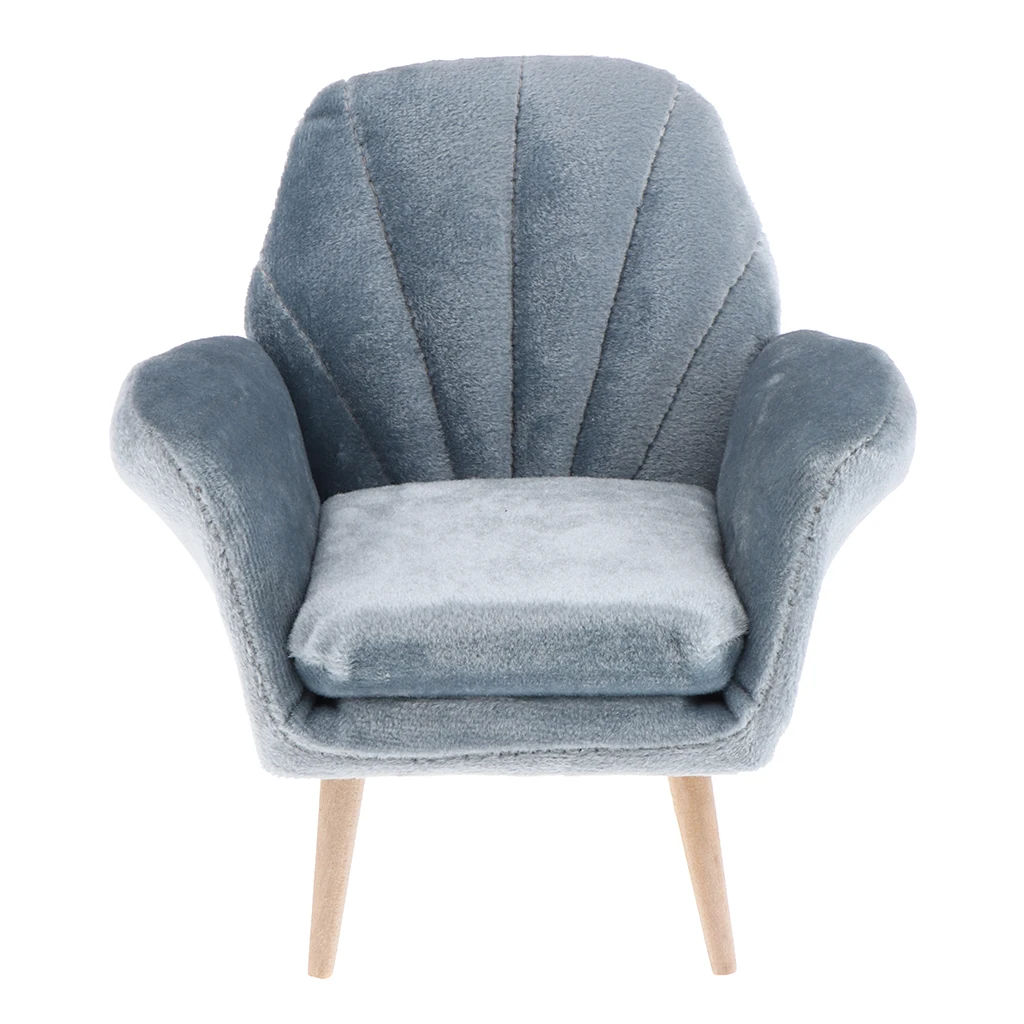 Кресло диван ручной работы из фланели для кукольного дома 1/6 серый миниатюрный