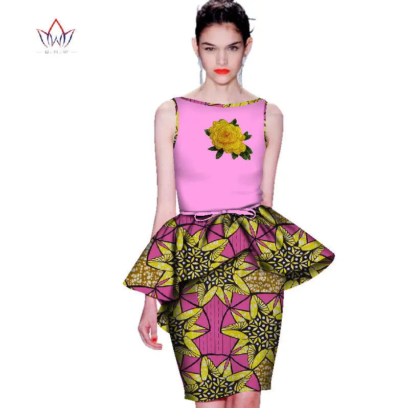 

African Bazin Riche Dress With Embroidery African Dashiki skirt set African Clothes For Women African Print Clothing none WY2658