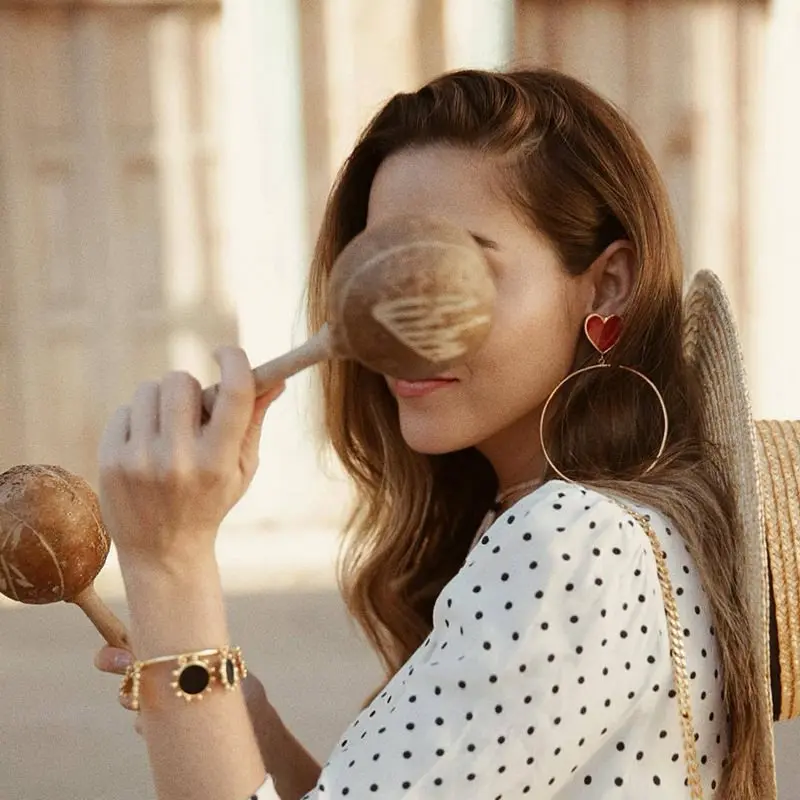 YAOLOGE корейские модные золотые большие полые круглые любовные сердца Висячие