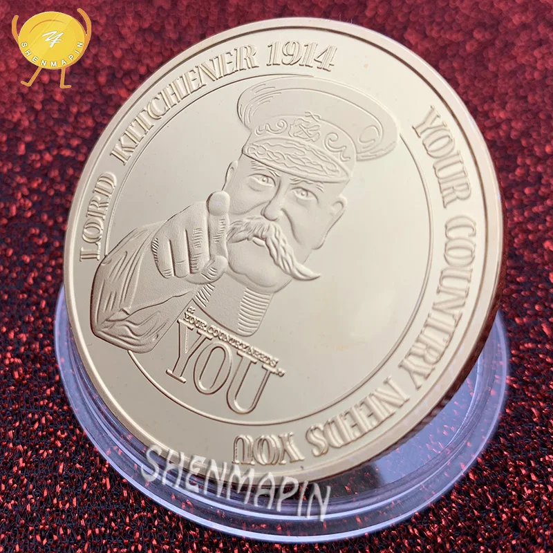 Памятные монеты времен первой мировой войны лорд Китченер коллекционные 1914 для