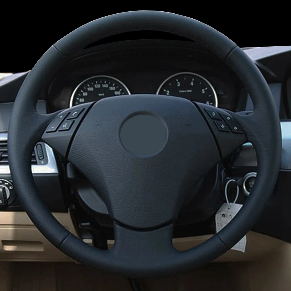 

DIY Black Genuine Leather Car Steering Wheel Cover For BMW E60 (Sedan) 530d 2003-2009 E61 (Touring) 2004 2005-2009