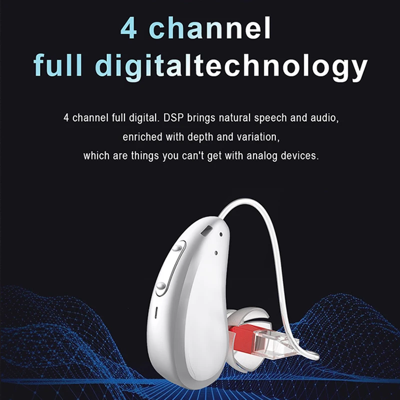4 Каналы цифровой Перезаряжаемые слуховой аппарат Рик невидимые наушники с