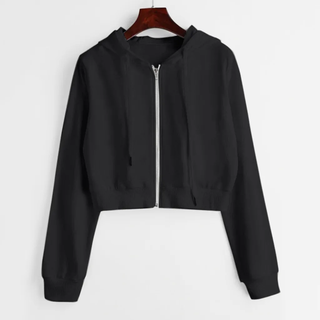 Укороченные толстовки Женский свитшот пальто на молнии спортивный костюм