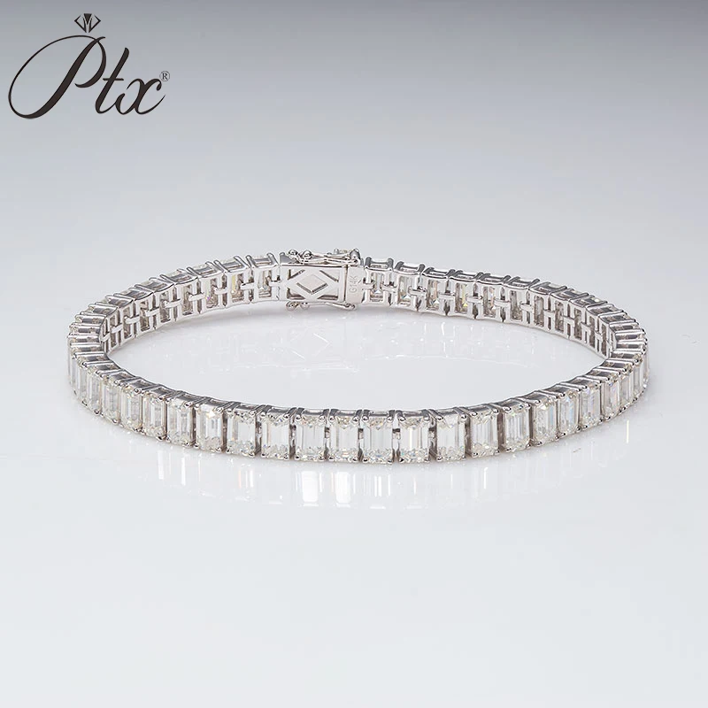 

925 Sterling Silver 3x5mm Emerald Cut Moissanite Tennis Bracelet Professional Jewelry Manufacturer Moissanite Loose Diamond