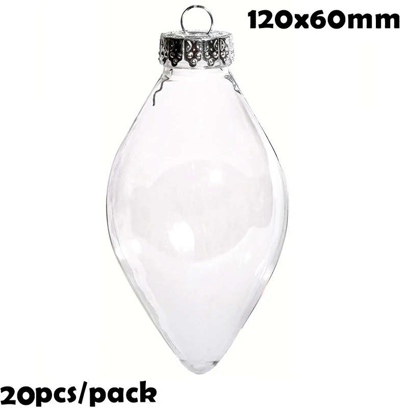

Promotion - 20 Pieces x DIY Paintable/Shatterproof Christmas Decoration Ball Ornament, 120*60mm Fillable Plastic Drop