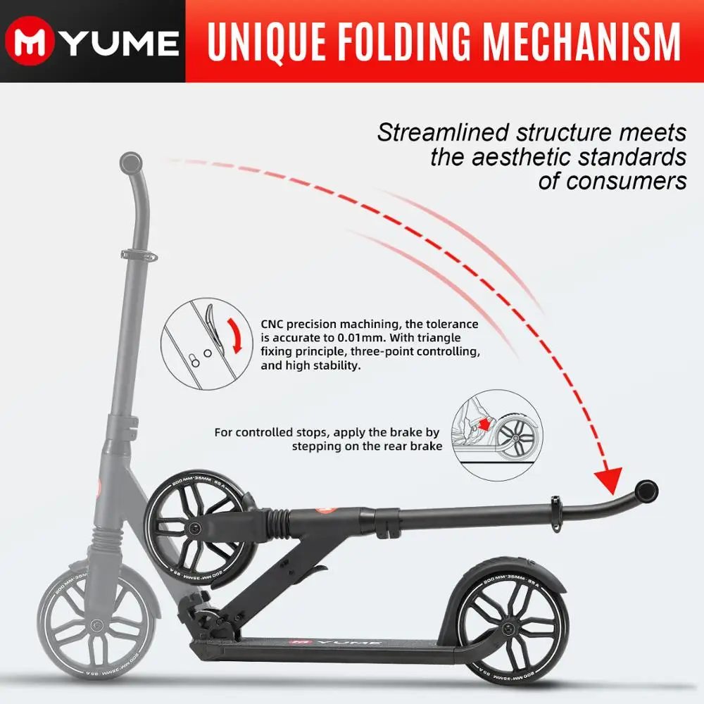 YUME A5 Детские скутеры взрослый самокат складной Портативный PU 2 колеса спорта