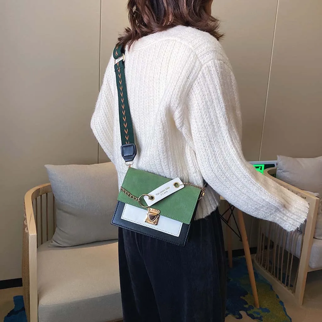 Женская матовая сумка мессенджер контрастных цветов модная маленькая