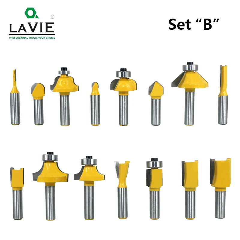 LAVIE 15pcs 8mm Router Bit Set Trimming Straight Milling Cutter for Wood Bits Tungsten Carbide Cutting Woodworking MC02006 | Инструменты