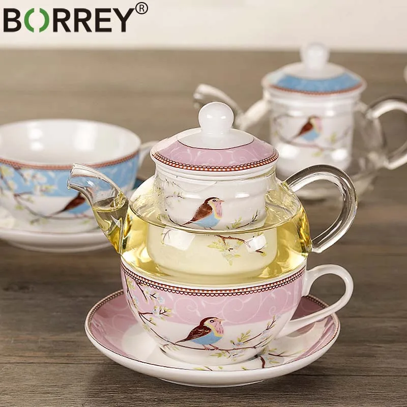 

BORREY цветочный чайный горшок керамическая чайная чашка блюдце Термостойкое стекло чайный горшок фильтр фарфоровая офисная кофейная чашка к...