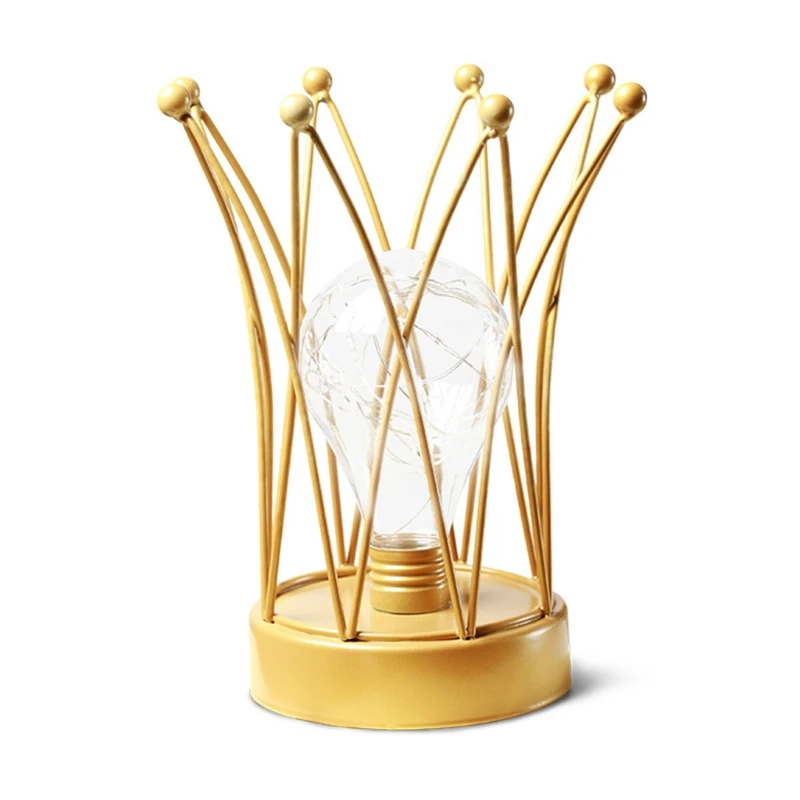 

W3JE LED Table Lamp Battery Powered Lovely Lamp with Iron Frame Warm Light Home Bedroom Romantic Decoration