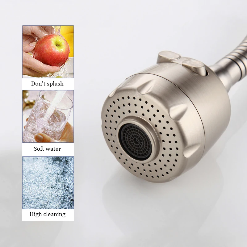 Настенный кухонный кран Pull Down Stream опрыскиватель Bubbler из нержавеющей стали кран для раковины гибкий шланг с двойными отверстиями Смеситель для холодной и горячей воды