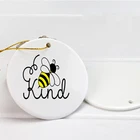 150 шт.лот персонализированные 3-дюймовые круглые пользовательские сублимационные чистые керамические рождественские украшения плоские рождественские украшения