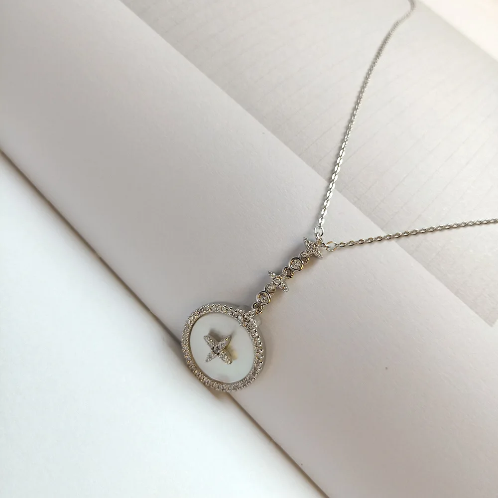 Новое модное ожерелье с кулоном в виде звезды из кубического циркония роскошное