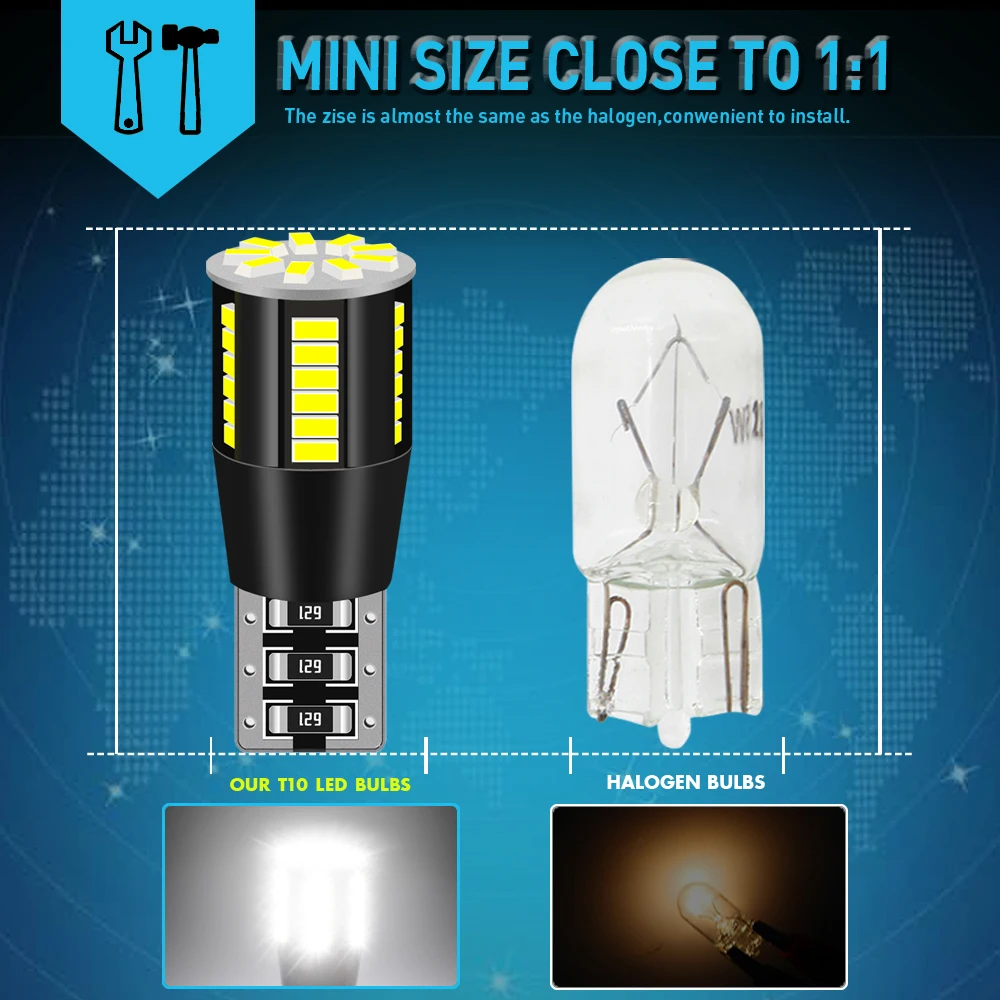 4x T10 W5W CANBUS Светодиодная Лампочка клисветильник фонарь Боковой габаритный для Land