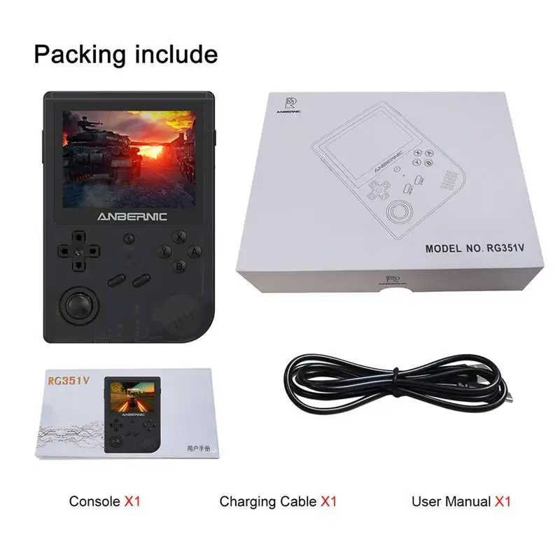 Online RG351V Tragbare Handheld Open Source Mini Tasche Spielkonsole Linux System 3,5 Inch IPS Bildschirm 16G + 64G Tasche Spiel-Player