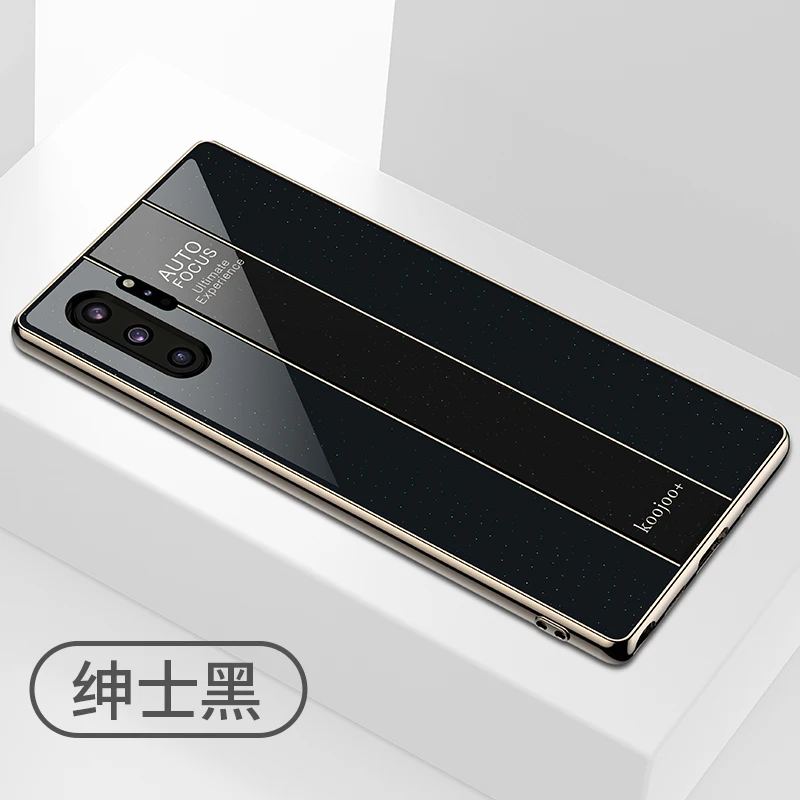 Черный Чехол для телефона для samsung Galaxy Note 10 Plus, чехол, противоударное покрытие, TPU+ PC, стеклянная зеркальная крышка для samsung Note10 9 8 S9 S8 Plus - Цвет: Черный
