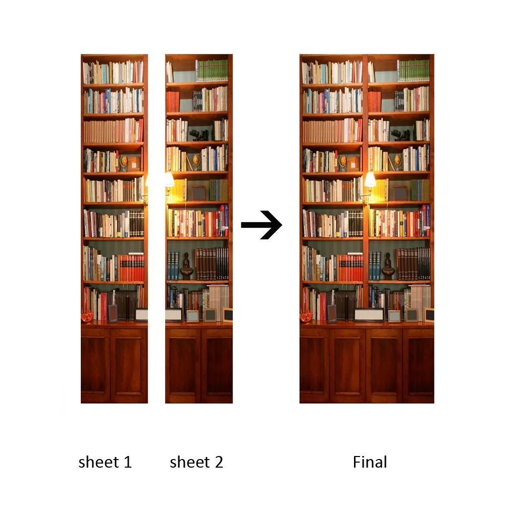 Настенная 3D наклейка на дверь библиотека спальня гостиная деревянные