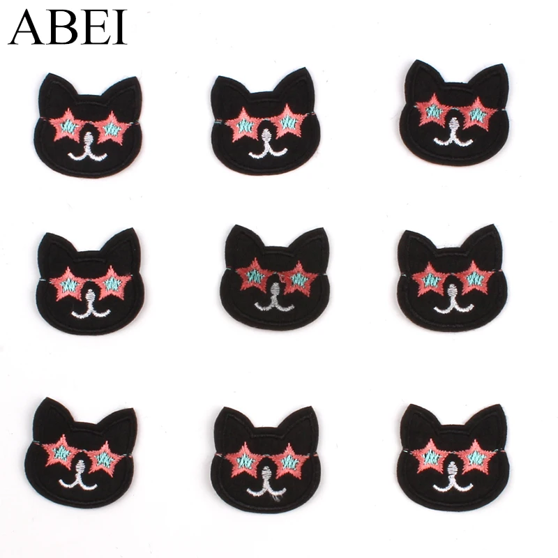Нашивка с рисунком черного кота 10 шт. наклейки вышивкой животные украшение для