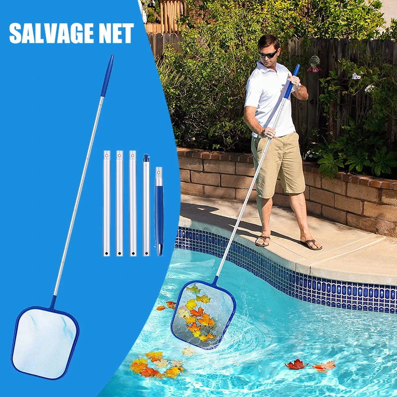 

Pool Skimmer Net with 5 Section Aluminum Pole Leaf Skimmer Mesh Rake Net for Spa Pond Swimming Pool Cleaning Tool SAL99