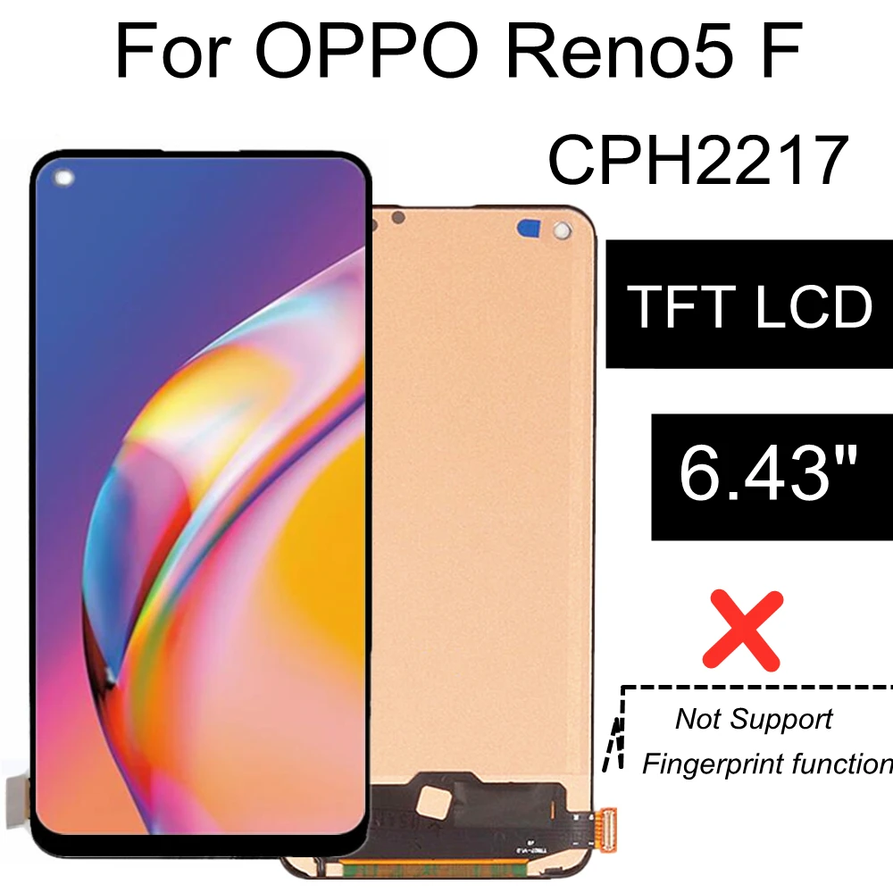 

6.43'' TFT LCD For Oppo Reno5 F LCD Display Screen Touch Panel Digitizer Assembly For OPPO Reno 5F CPH2217 Display