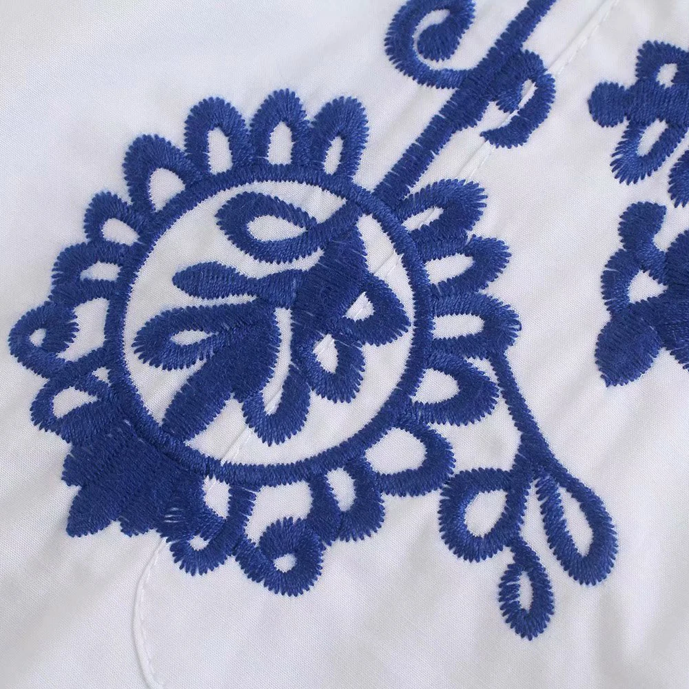 

2021 Za Women Summer New Chic Fashion Dmbroidery Mini Dress Vintage Three Quarter Sleeve Round neck Female Dresses Vestidos