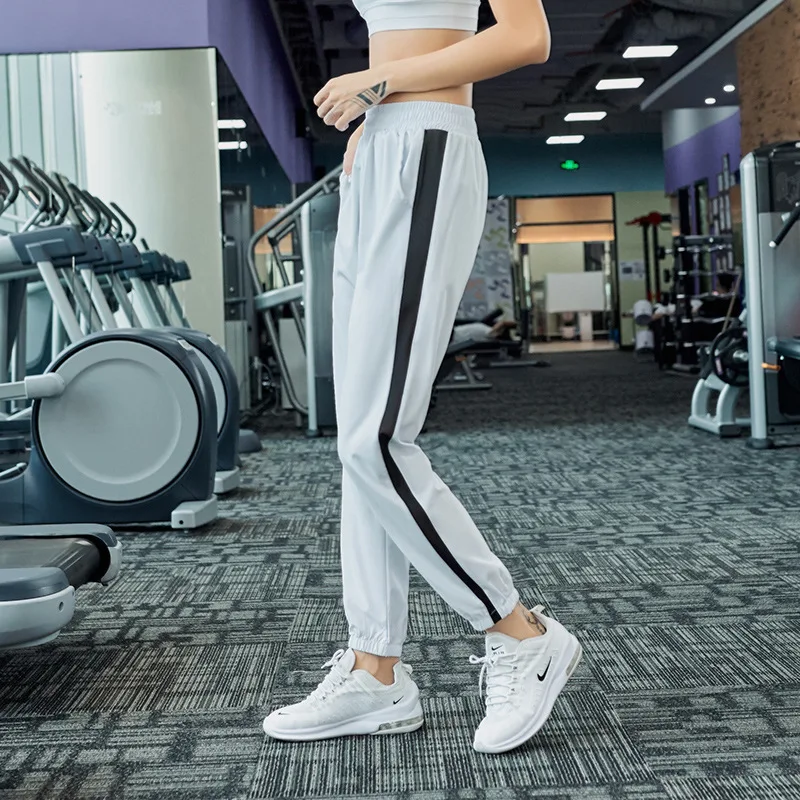 Спортивные штаны для девушек, летние штаны для бега в спортзале, женские быстросохнущие тренировочные брюки, Фитнес тренировочные брюки для йоги, бега, спортивная одежда - Цвет: JXCK8269 white