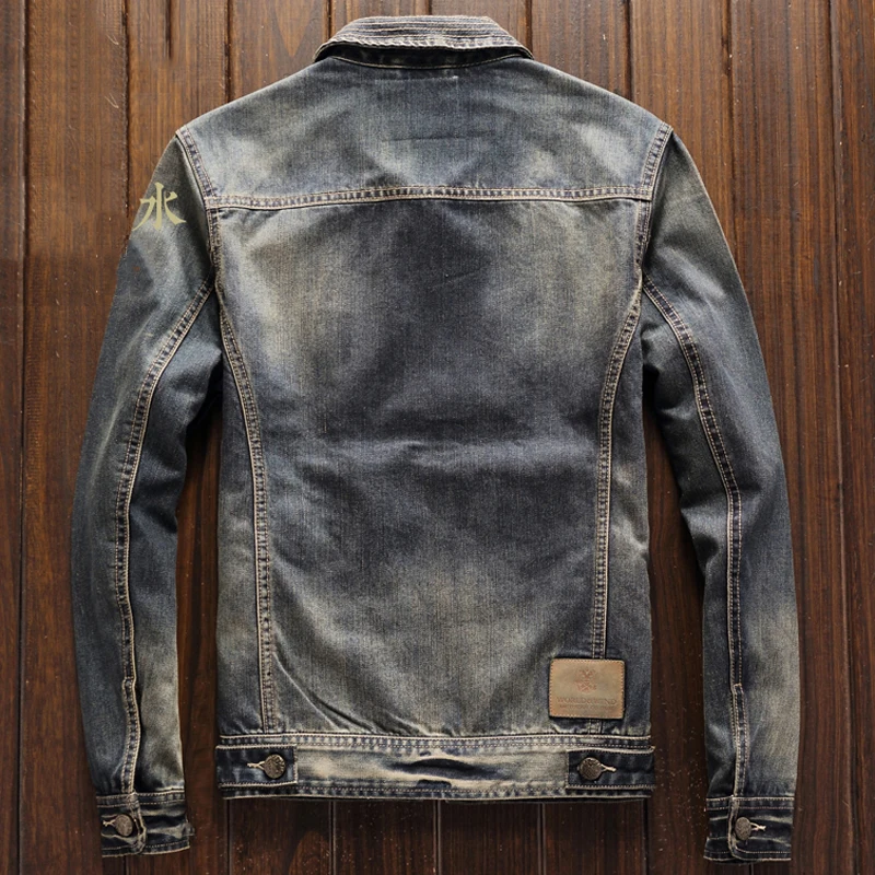 Мужское джинсовое пальто в европейском стиле свободного кроя панк A196 | Мужская