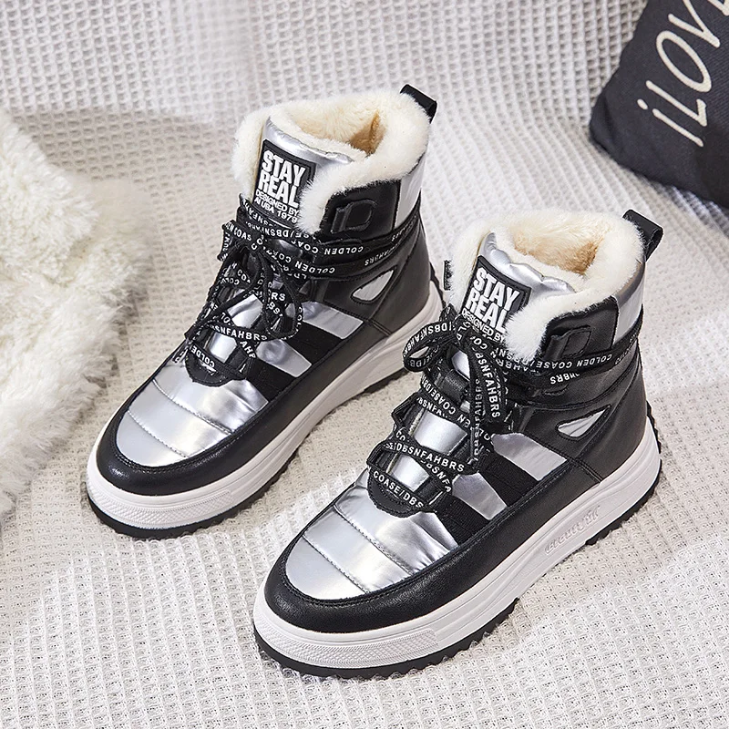 

Women's Snow Boots Platform Warm Casual Sneakers Winter 2021 High Quality Short Plush Boots High-top Female Shoes Botas Mujer
