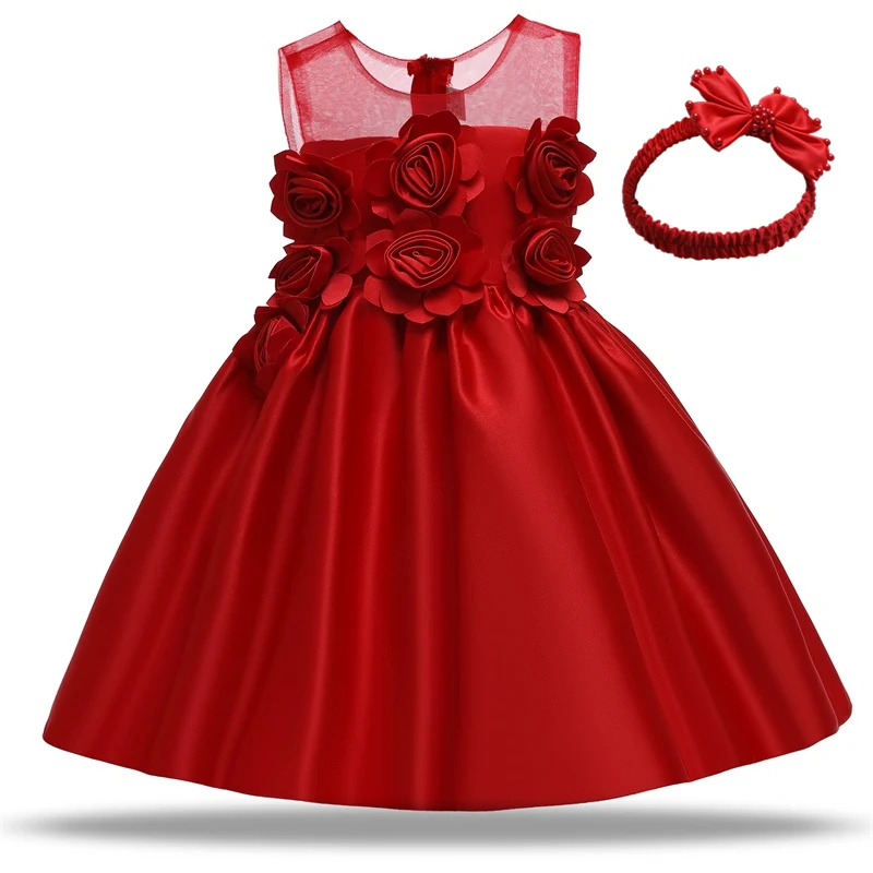 Рождественское платье для девочек Одежда малышей Платье крещения новорожденных