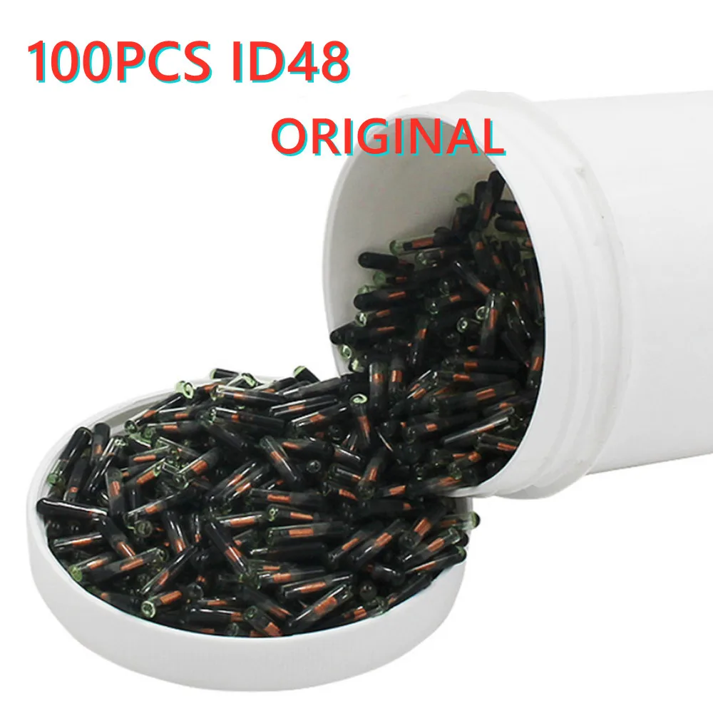 

100pcs ID48 original glass chip auto transponder chip ID 48 chip for VW Audi Skoda Honda car key blank