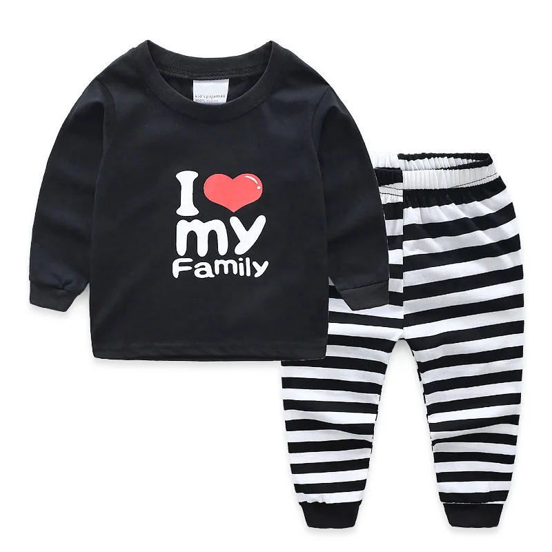 

Sleeping Pyjamas For Kids Pijama Toddler New Children Pajamas Autumn Spring Cotton Long Sleeve Suit Home Clothes I Love Family