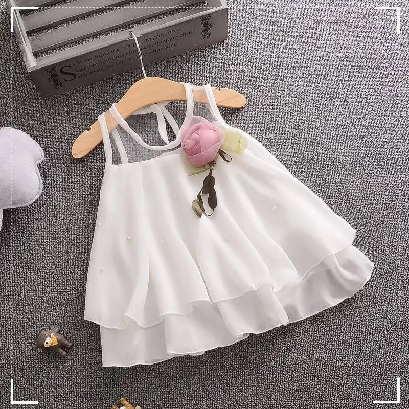 Летнее розовое платье без рукавов для маленьких девочек платье-пачка