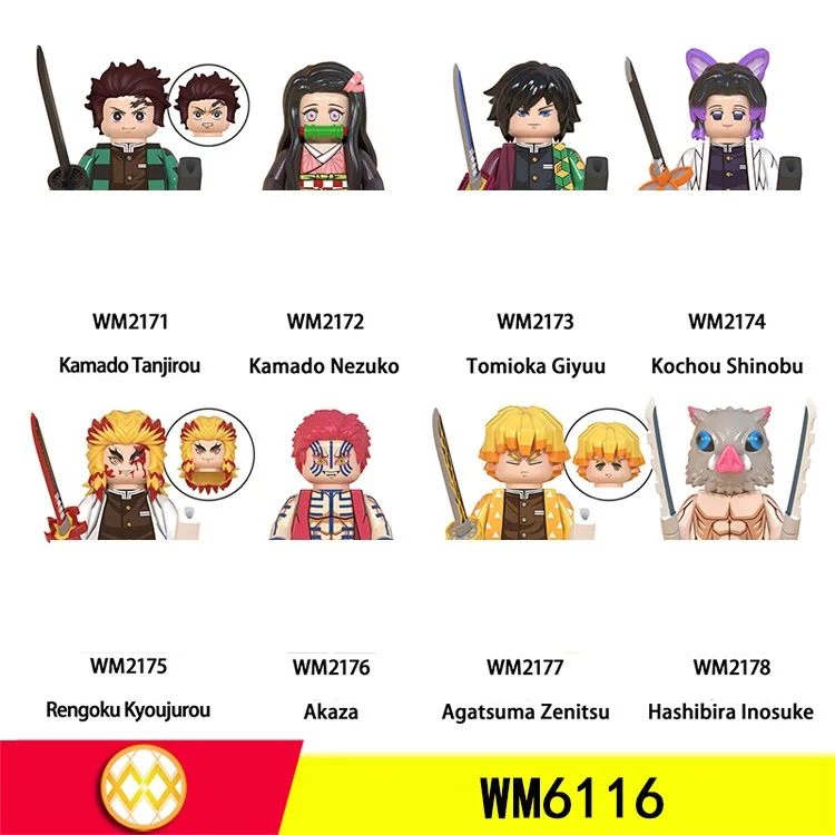 

Set Sale WM6116 Anime Series Demon Slayer Action Figures Head Kamado Tanjirou Kimetsu no Yaiba Building Blocks Toys For Children