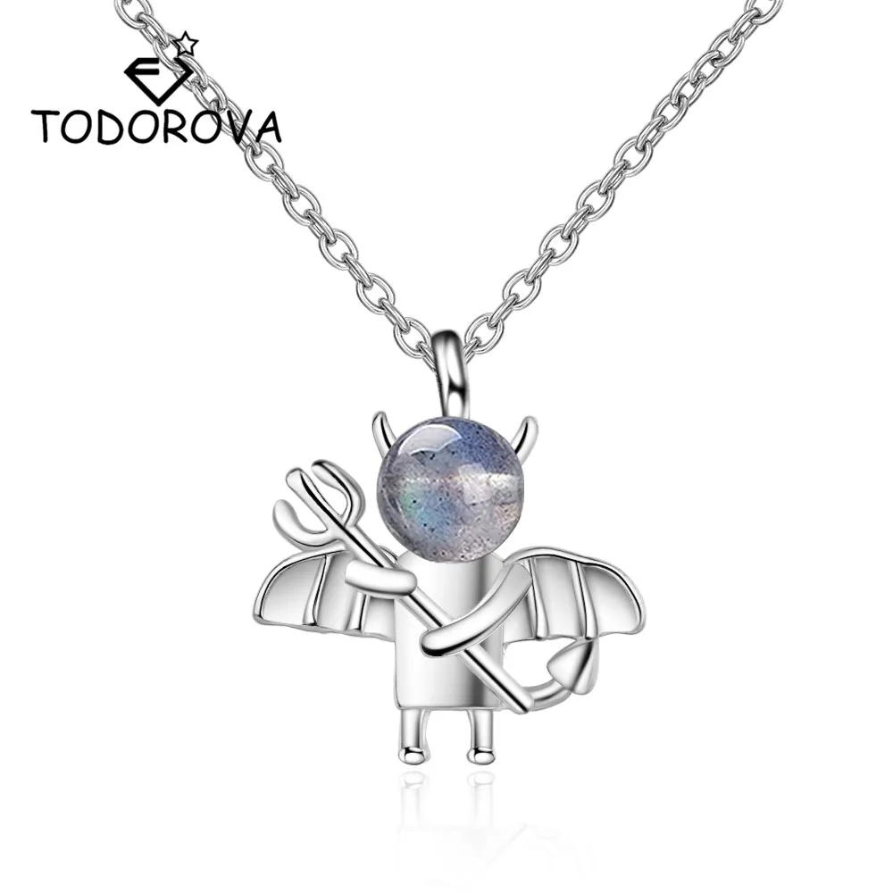 Todorova Moonstone милое маленькое ожерелье с дьяволом и кулонами для женщин модное