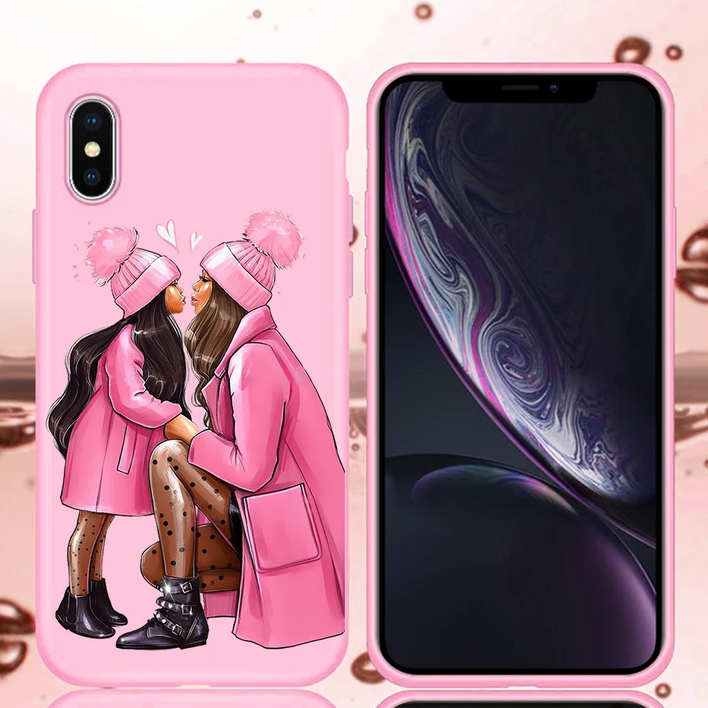 Для fundas iPhone 11 Pro 6 6S 7 8 plus X XS Max XR я люблю маму бледно розовый цвет мобильный телефон