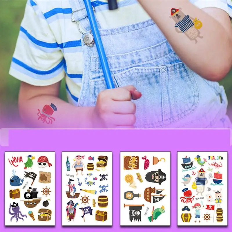 16 шт татуировки стикер одноразовые мультфильм пиратский дизайн стильный