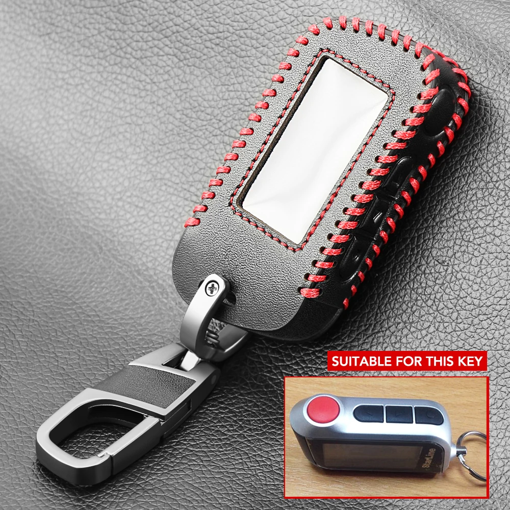 Кожаный чехол для автомобильного ключа Starline A93 A63 Русская версия Двусторонняя