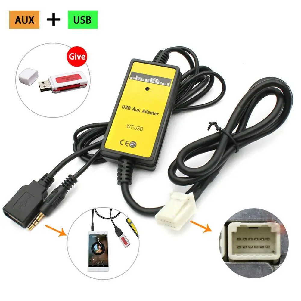 Автомобильный MP3 плеер радио Aux & USB вход Адаптер для Toyota Camry 6 + 6pin высокое